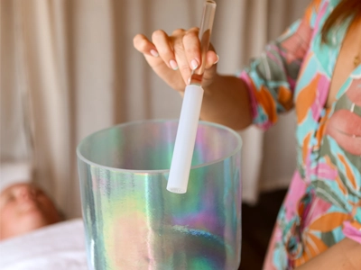 Someone undergoing sound therapy.