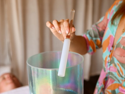 Someone undergoing sound therapy.